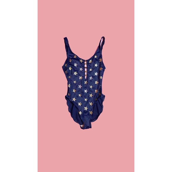 1980s-1990s PACIFIC CONNECTIONS STAR Print One Piece Swimsuit. S-M. AS IS - Picture 2 of 10